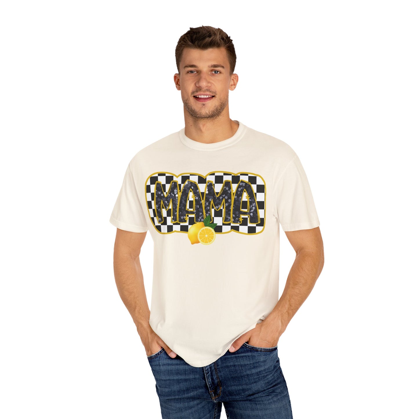 Checkered Lemon Mama T-Shirt, Gift for Mom