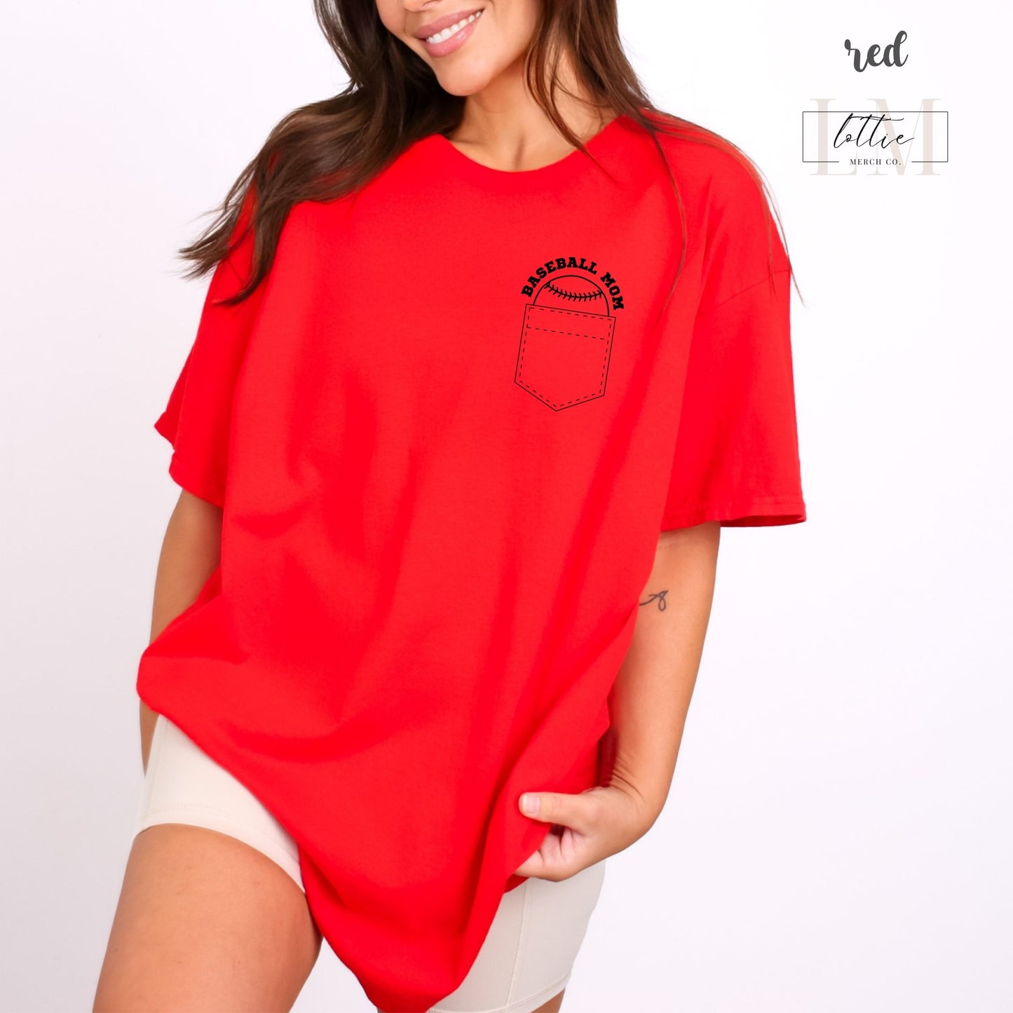 Baseball Mom Pocket Design T-Shirt