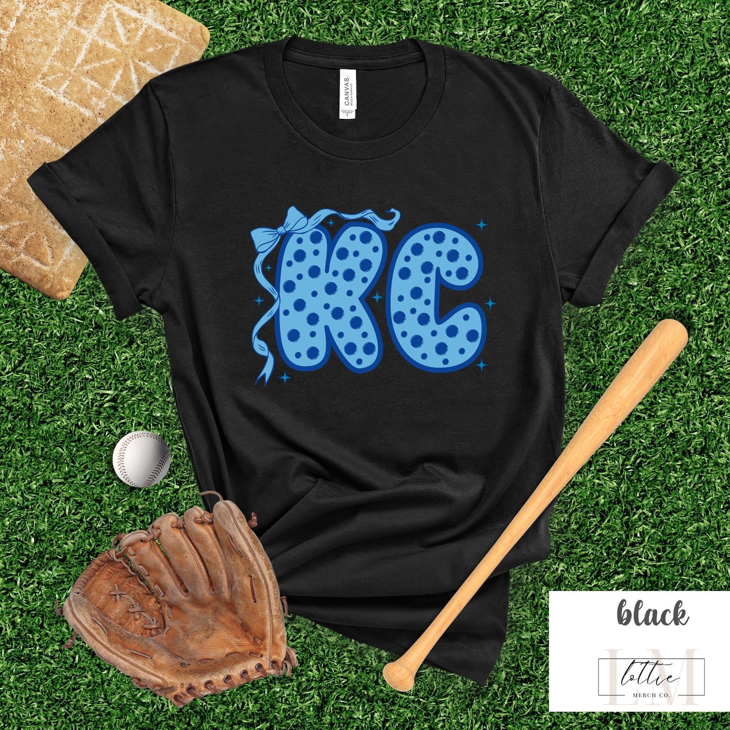 KC Polka Dot Bow Baseball T-Shirt