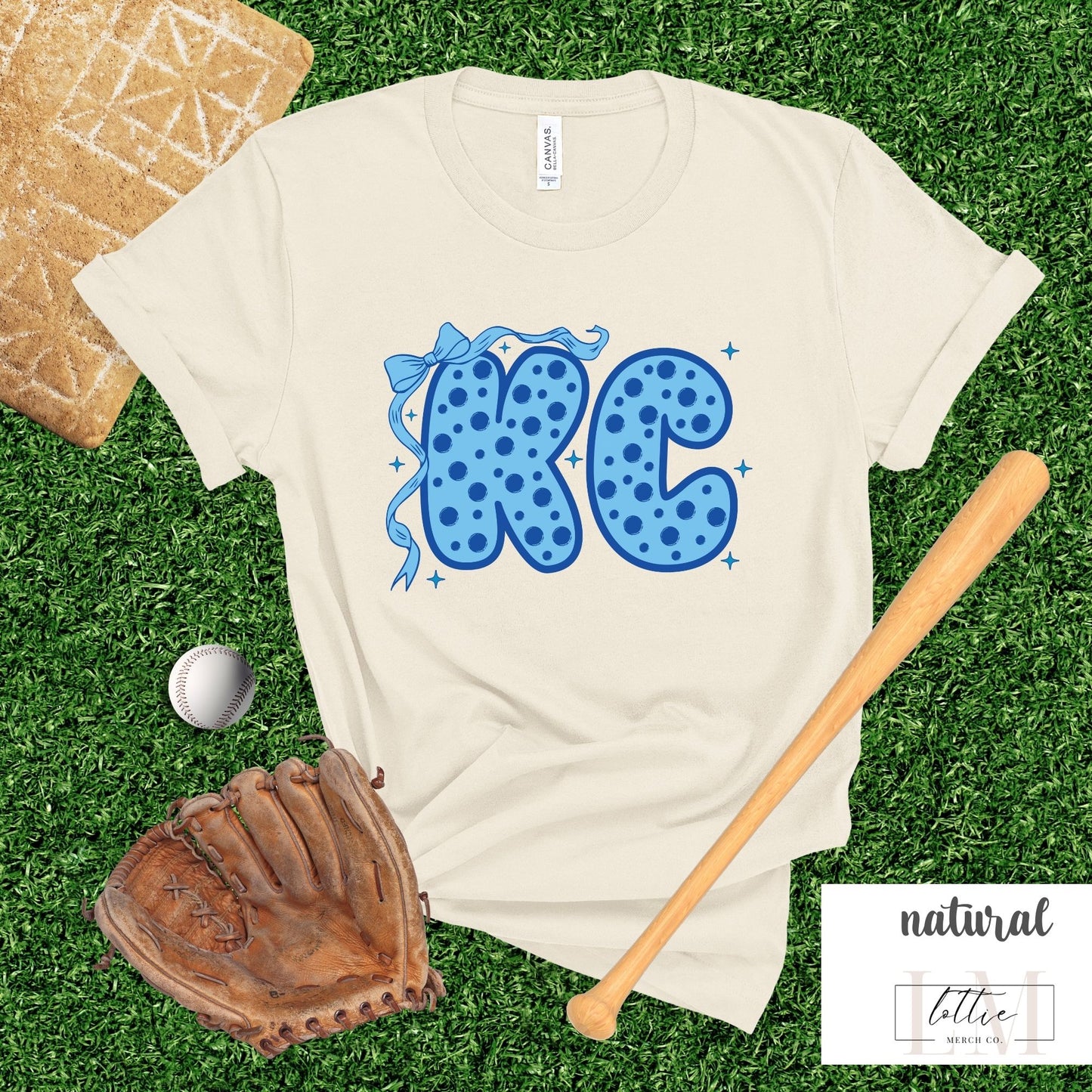 KC Polka Dot Bow Baseball T-Shirt
