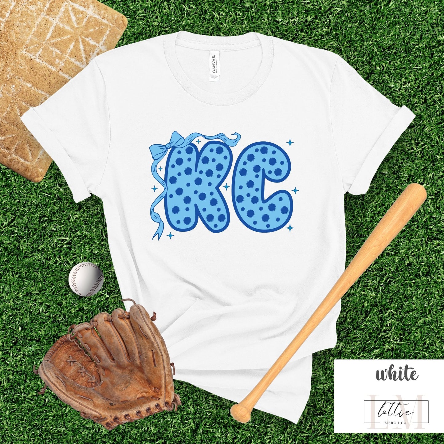 KC Polka Dot Bow Baseball T-Shirt