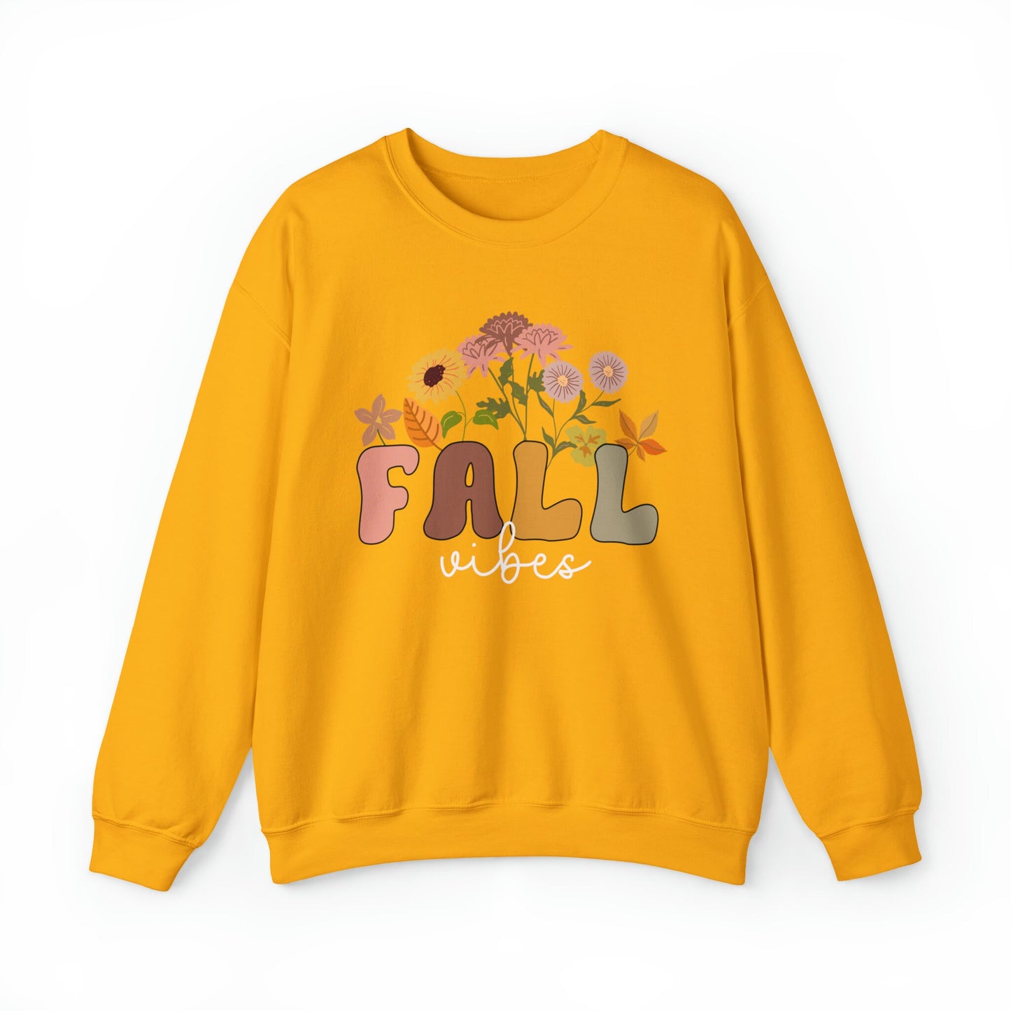 Fall Vibes Sweatshirt | Fall Vibes Shirt for Women | Retro Fall Vibes | Autumn Sweatshirt | Cute Fall Sweatshirt for Women Floral Fall Shirt
