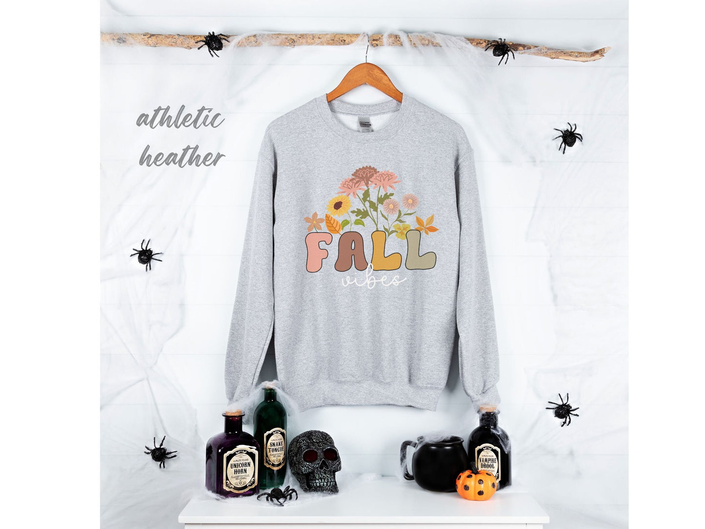 Fall Vibes Sweatshirt | Fall Vibes Shirt for Women | Retro Fall Vibes | Autumn Sweatshirt | Cute Fall Sweatshirt for Women Floral Fall Shirt