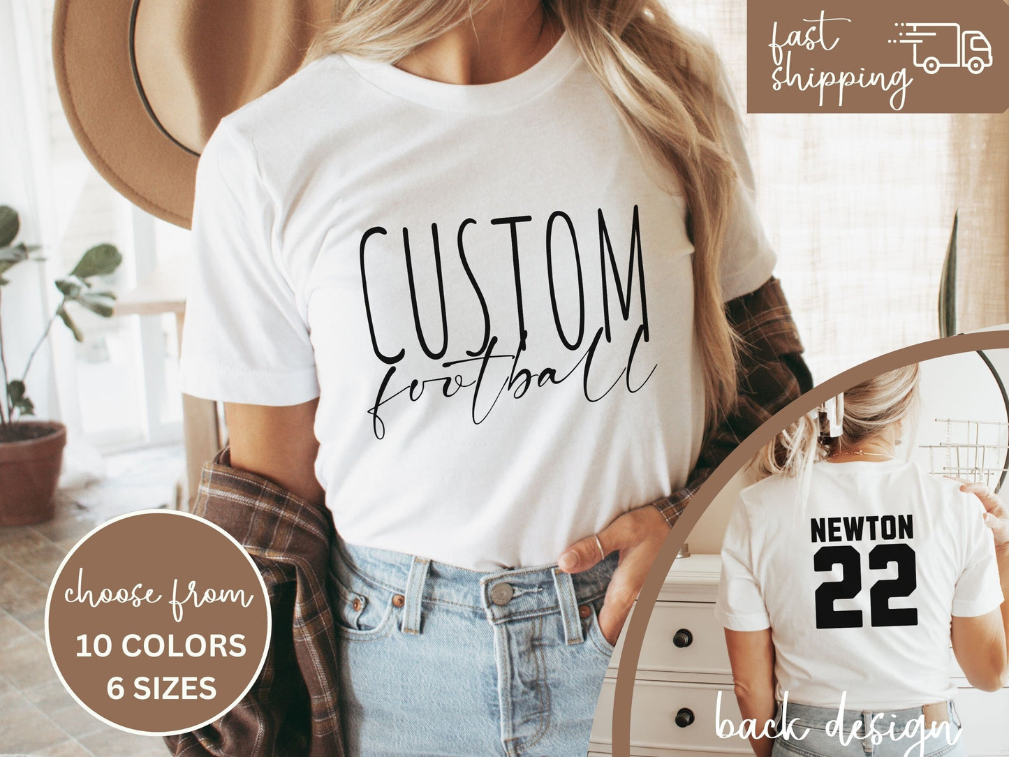 Custom Football Tshirt Hoodie Sweatshirt, Football Spirit Wear, Mom Hoodie, Football Cheer Mom, Football Dad Hoodie, Custom Team Colors No
