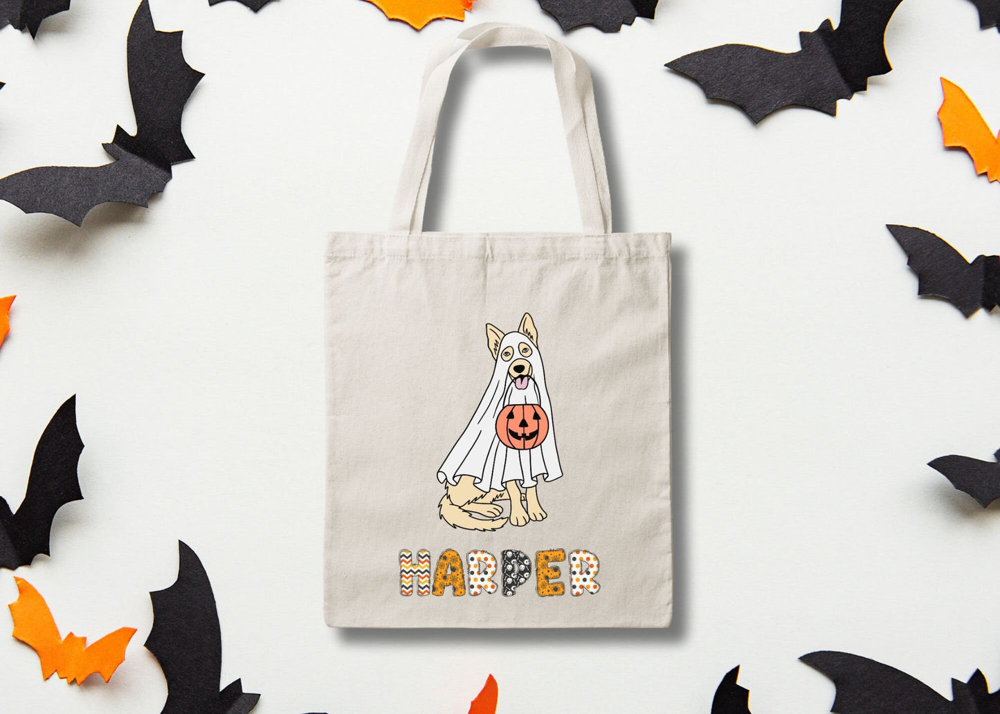 Dog Personalized Trick or Treat Canvas Tote Bag