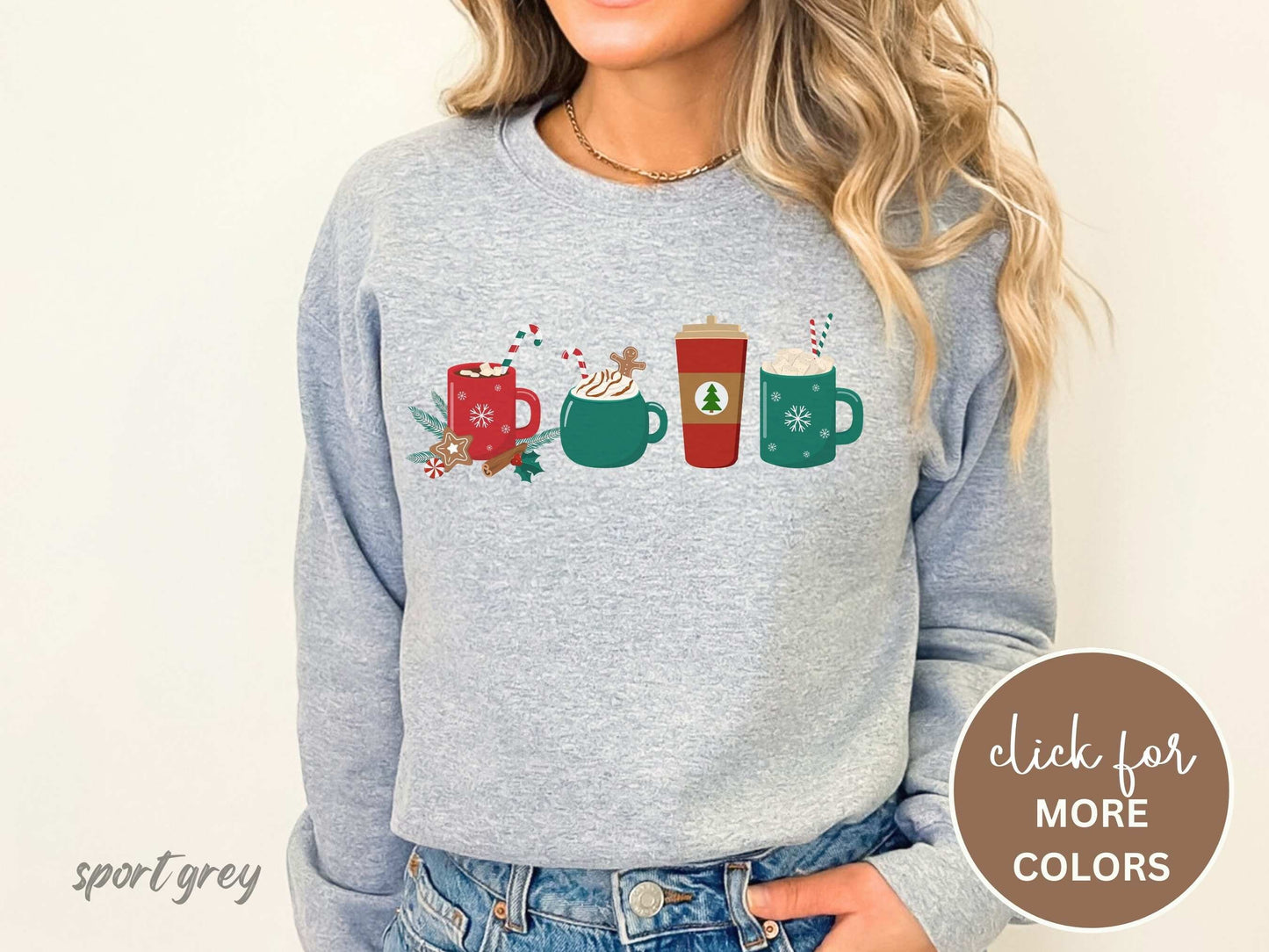 Gingerbread Christmas Coffee Cookies Sweatshirt, Cute Women's Christmas Sweatshirt, Christmas Crewneck, Holiday Sweatshirt Winter Sweatshirt