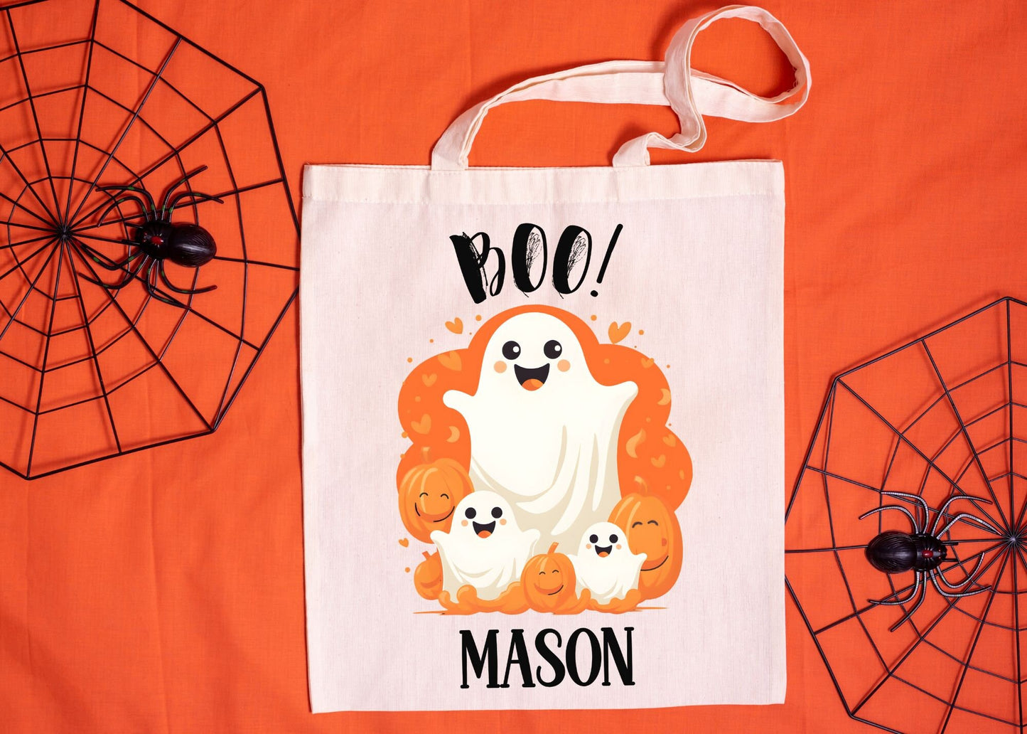 Personalized Trick or Treat Canvas Tote Bag, Halloween Bags for Kids, Candy Tote Bags, Halloween Tote Bag, Ghost Trick or Treat Bag, Custom