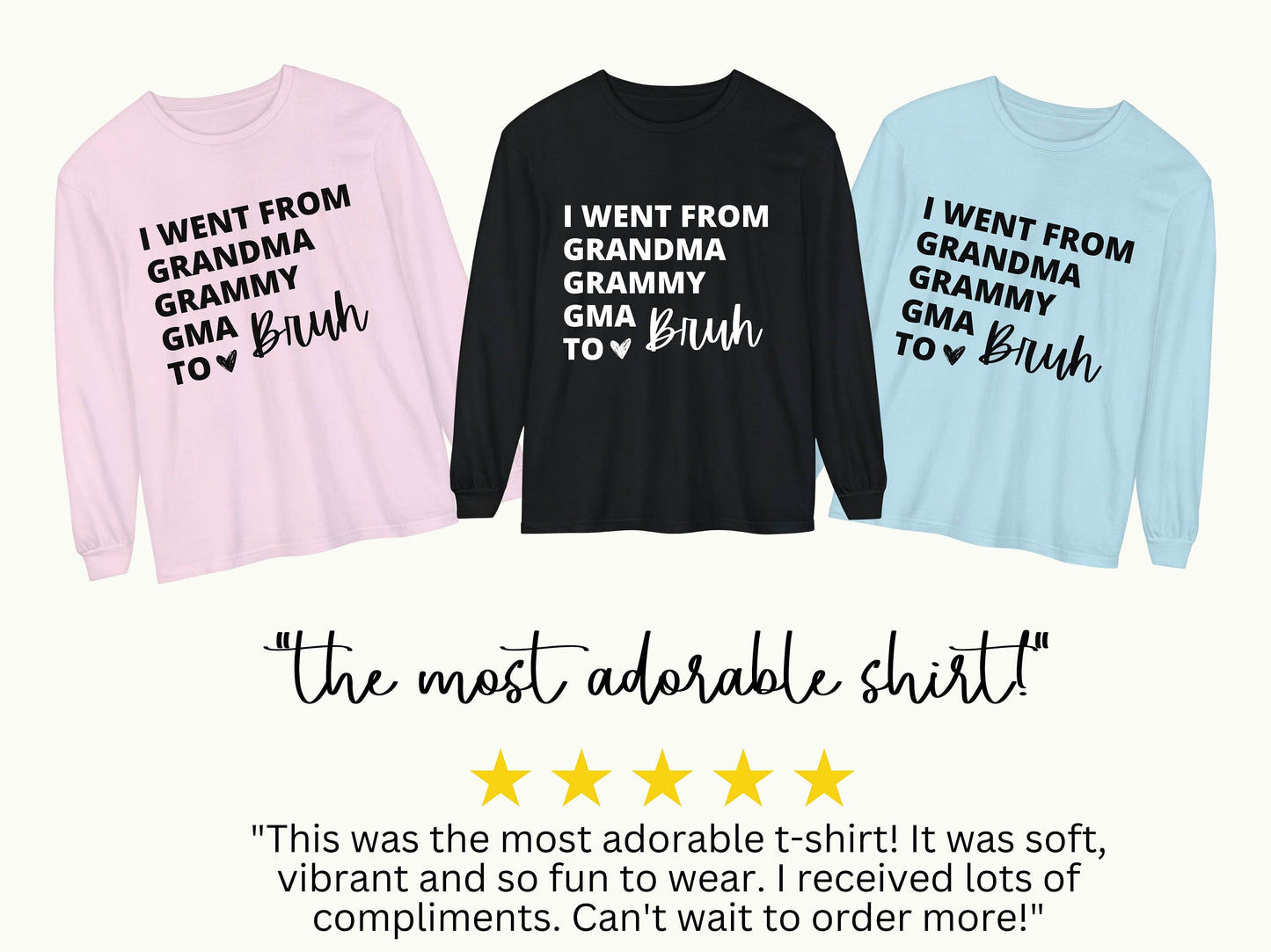 Grandma Shirt, Gift for Grandma, Gift for Her, Personalized Grandma Gift, Long Sleeve Grammy Shirt, Grandma, Grammy, Gma, Bruh, Nana Present