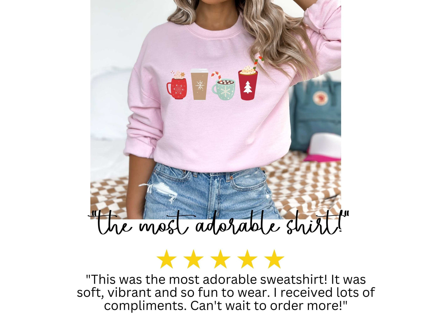 Christmas Coffee Sweatshirt, Cute Women's Christmas Sweathirt, Christmas Crewneck, Holiday Sweatshirt, Winter Sweatshirt, Candy Cane Shirt