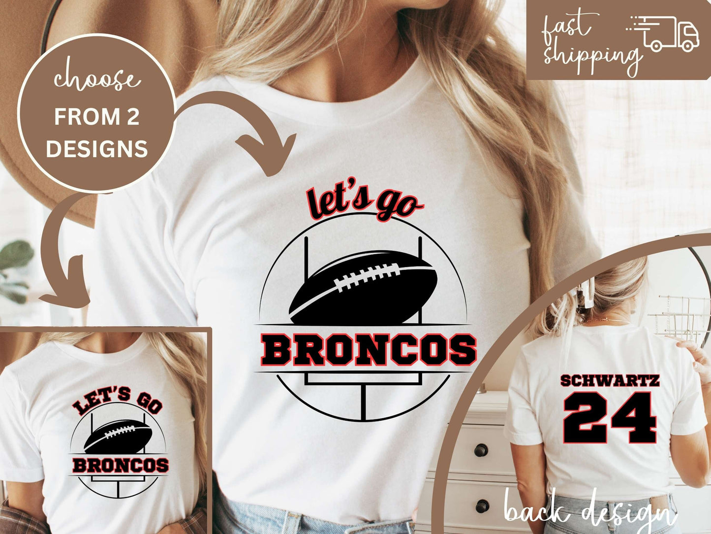 Custom Football Tshirt Hoodie Sweatshirt, Football Spirit Wear, Mom Hoodie, Football Cheer Mom, Football Dad Hoodie, Custom Team Colors No
