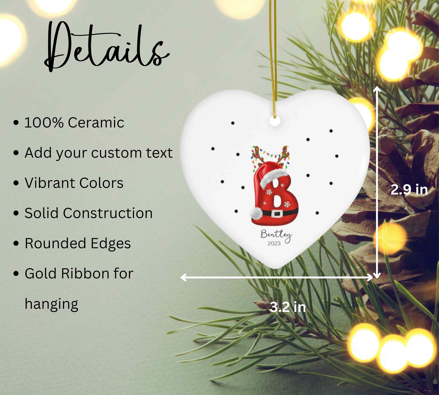 Custom Initial Ornament, Letter Name Ornament, 2023 Family Ornament, Personalized Christmas gift, Family Keepsake, Holiday Monogram Ornament