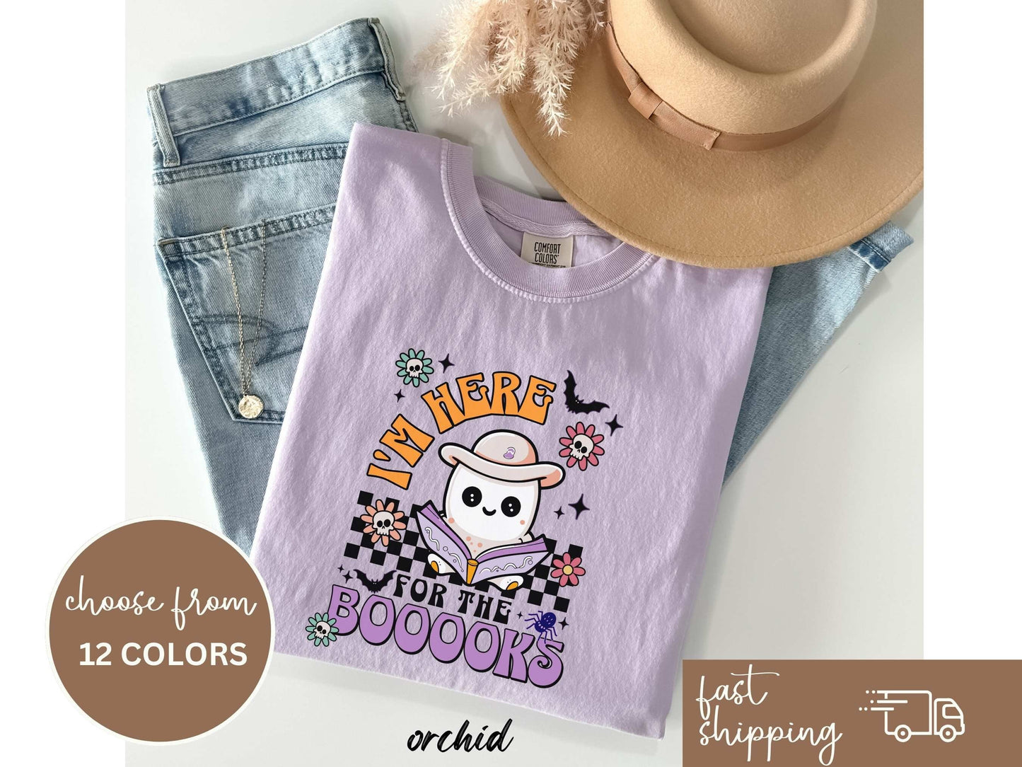 Fall Shirt, Ghost Shirt, Read More Booooks Shirt, Ghost Reading Books Bookish Fall Shirt, Fall Tshirt for Book Lovers, Here for the BOOOOks