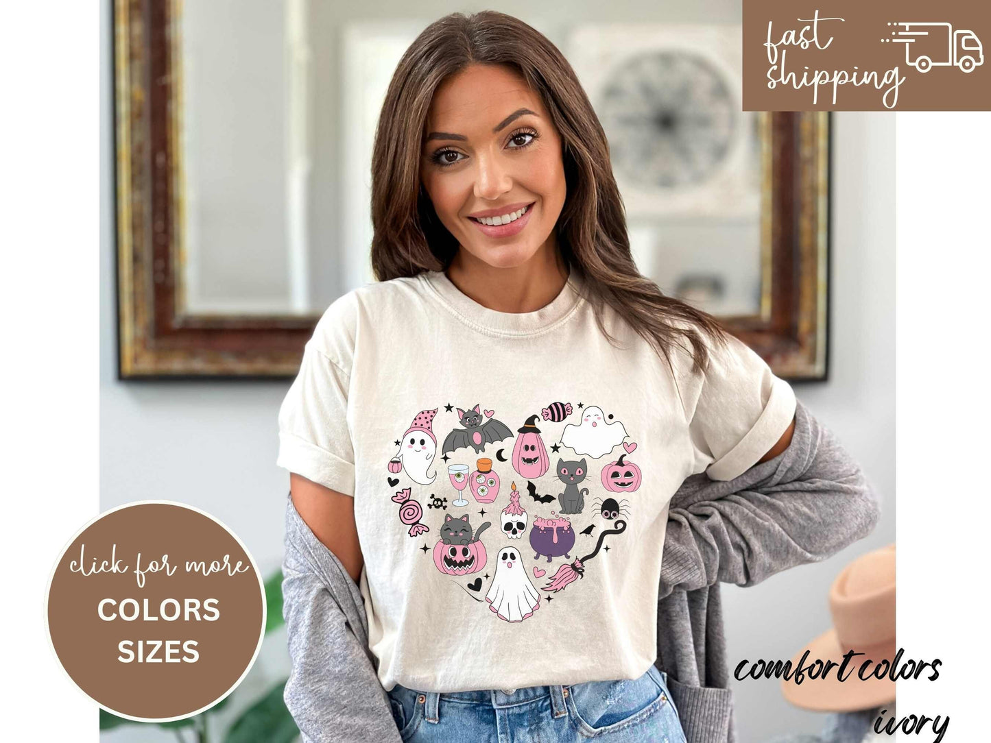 Spooky Halloween Tshirt, Halloween Doodles Tshirt, Halloween Tshirt Gifted, Halloween Tshirt Comfort color, Cute Halloween Doodles Shirt