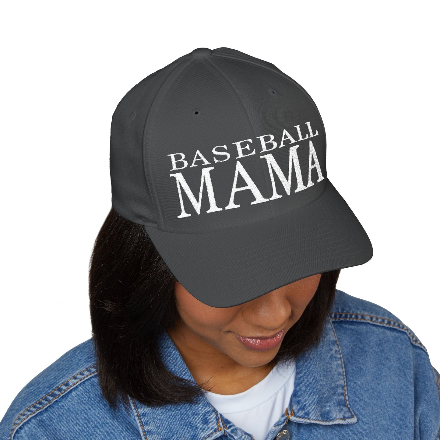 Baseball Mama Cap - Stylish Closed-Back Structured Cap for Moms, Gifts for Sports Moms, Embroidered Hat