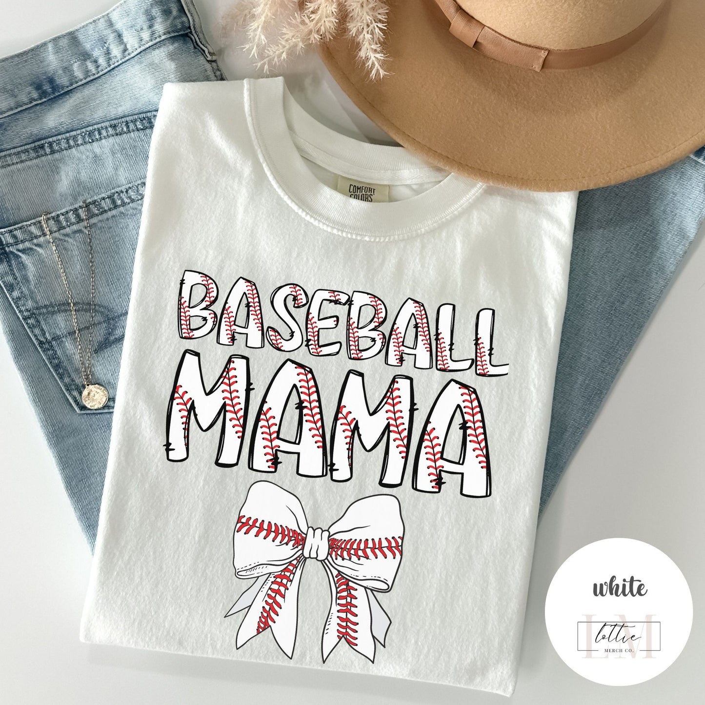Baseball Mom Coquette Bow T-Shirt
