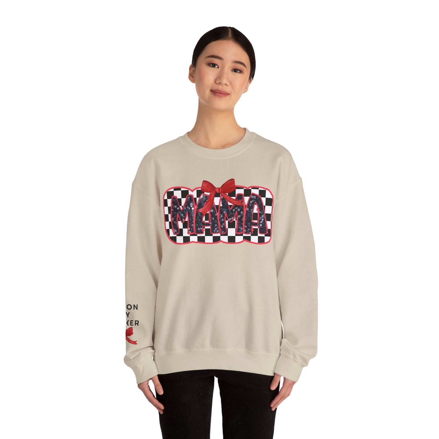 Personalized Checkered Coquette Mama Sweatshirt