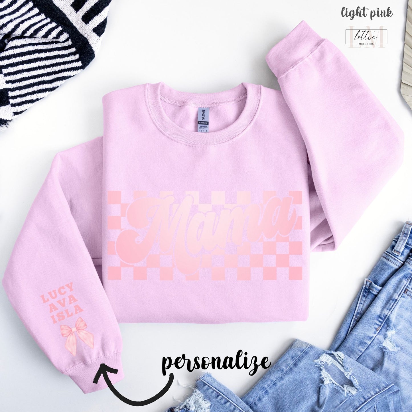 Personalized Checkered Mama Sweatshirt