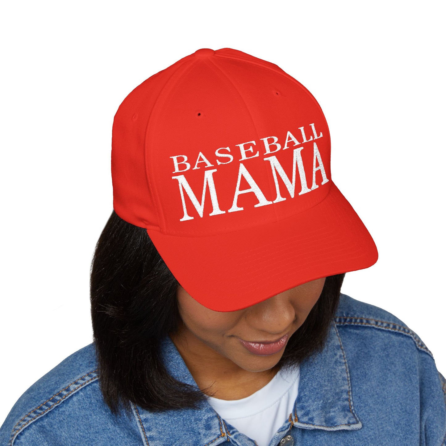 Baseball Mama Cap - Stylish Closed-Back Structured Cap for Moms, Gifts for Sports Moms, Embroidered Hat
