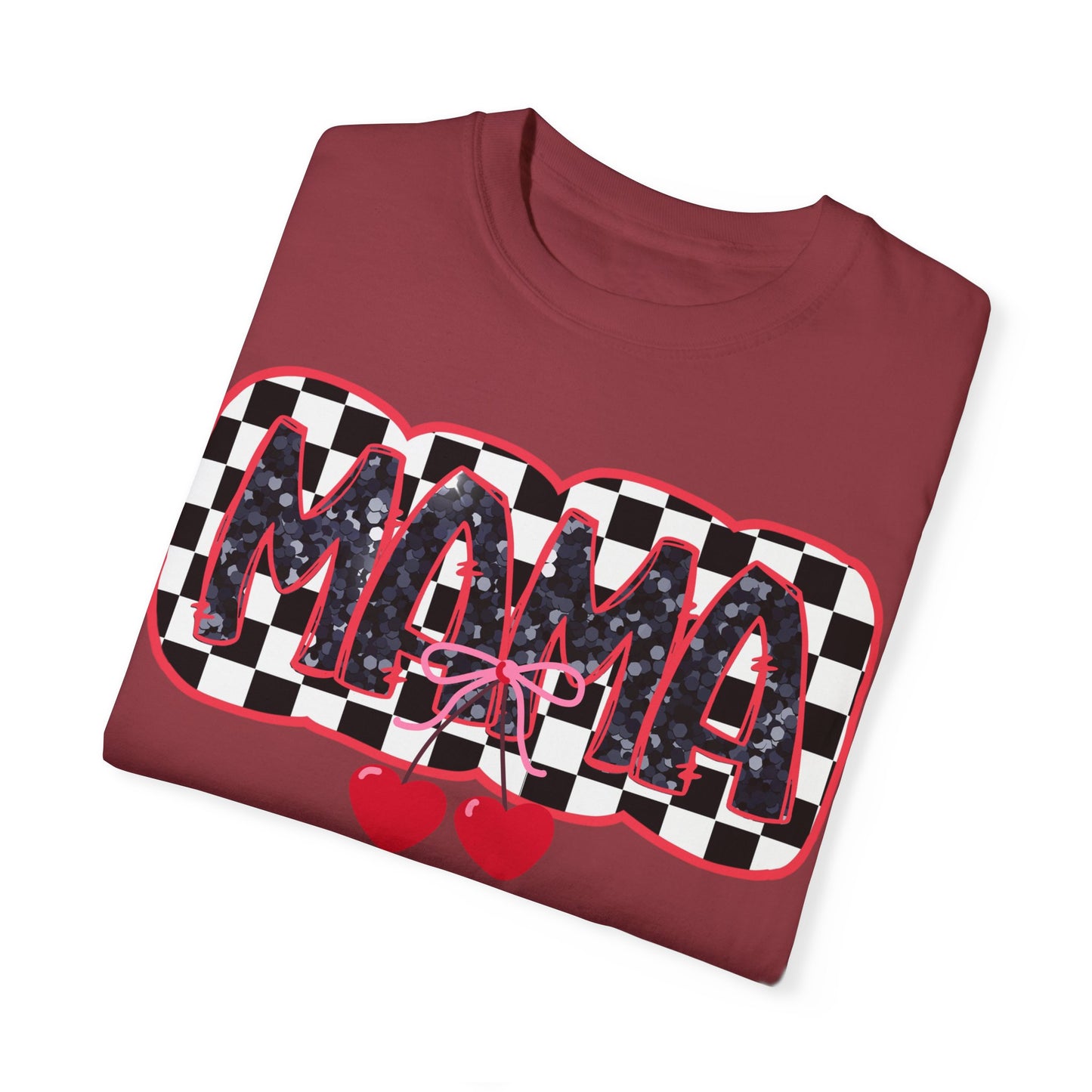 Red Cherry Checkered Mama Coquette Comfort Colors T-shirt