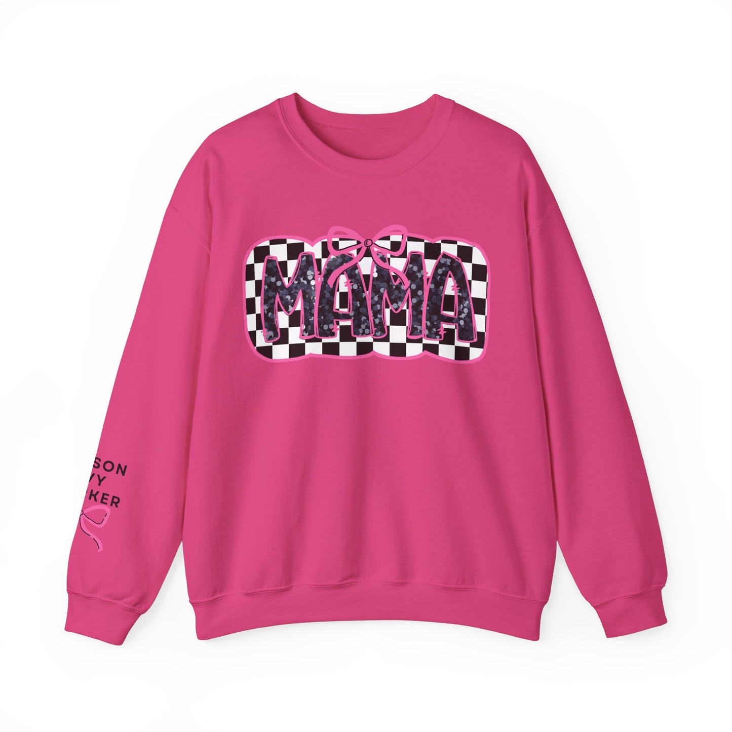 Personalized Bow Checkered Mama Sweatshirt