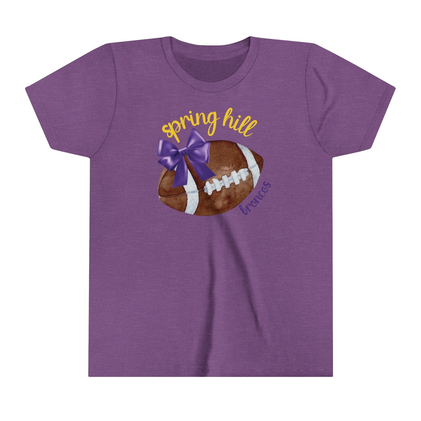 Purple Football Bow Youth Shirt