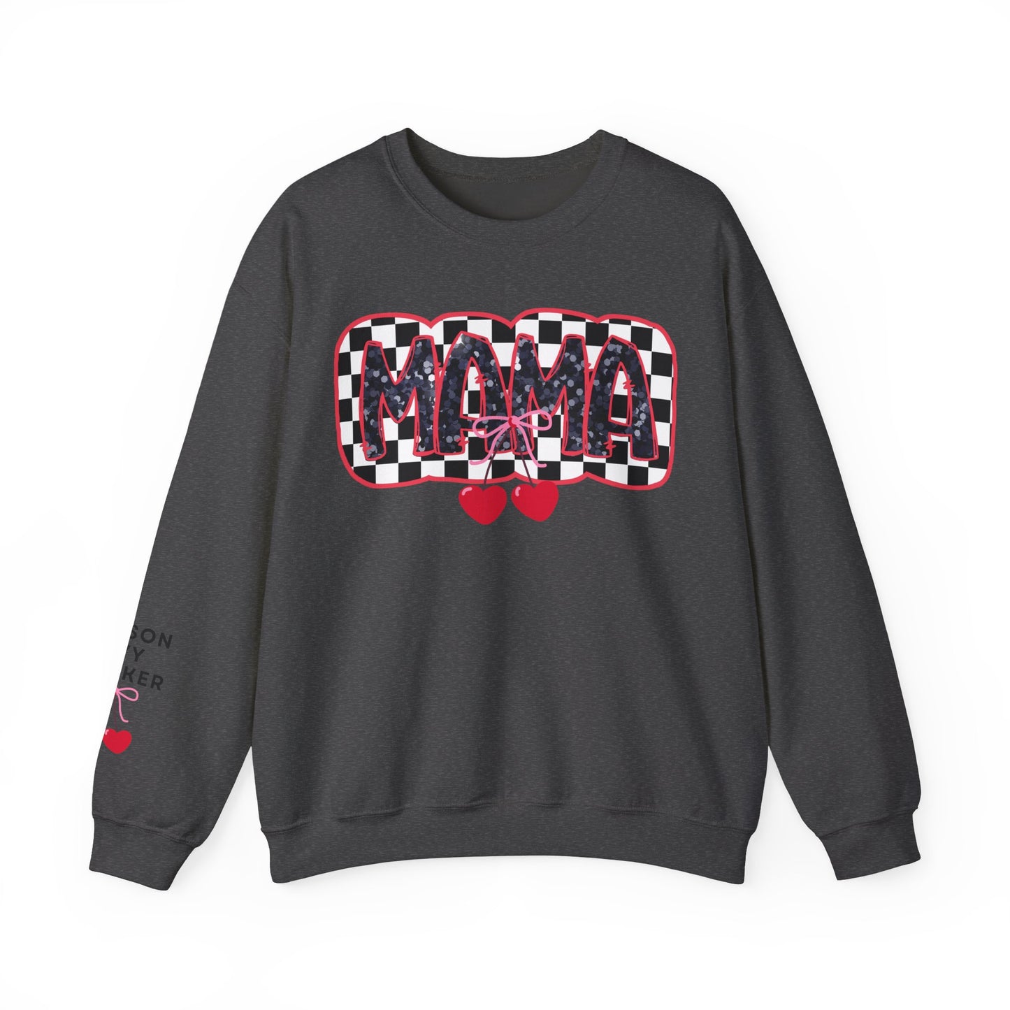 Checkered Cherry Mama Crewneck Sweatshirt (personalized)
