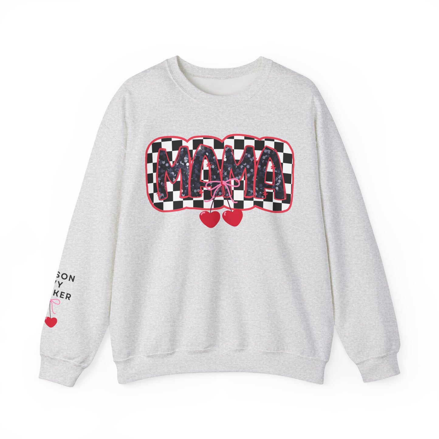 Checkered Cherry Mama Crewneck Sweatshirt (personalized)