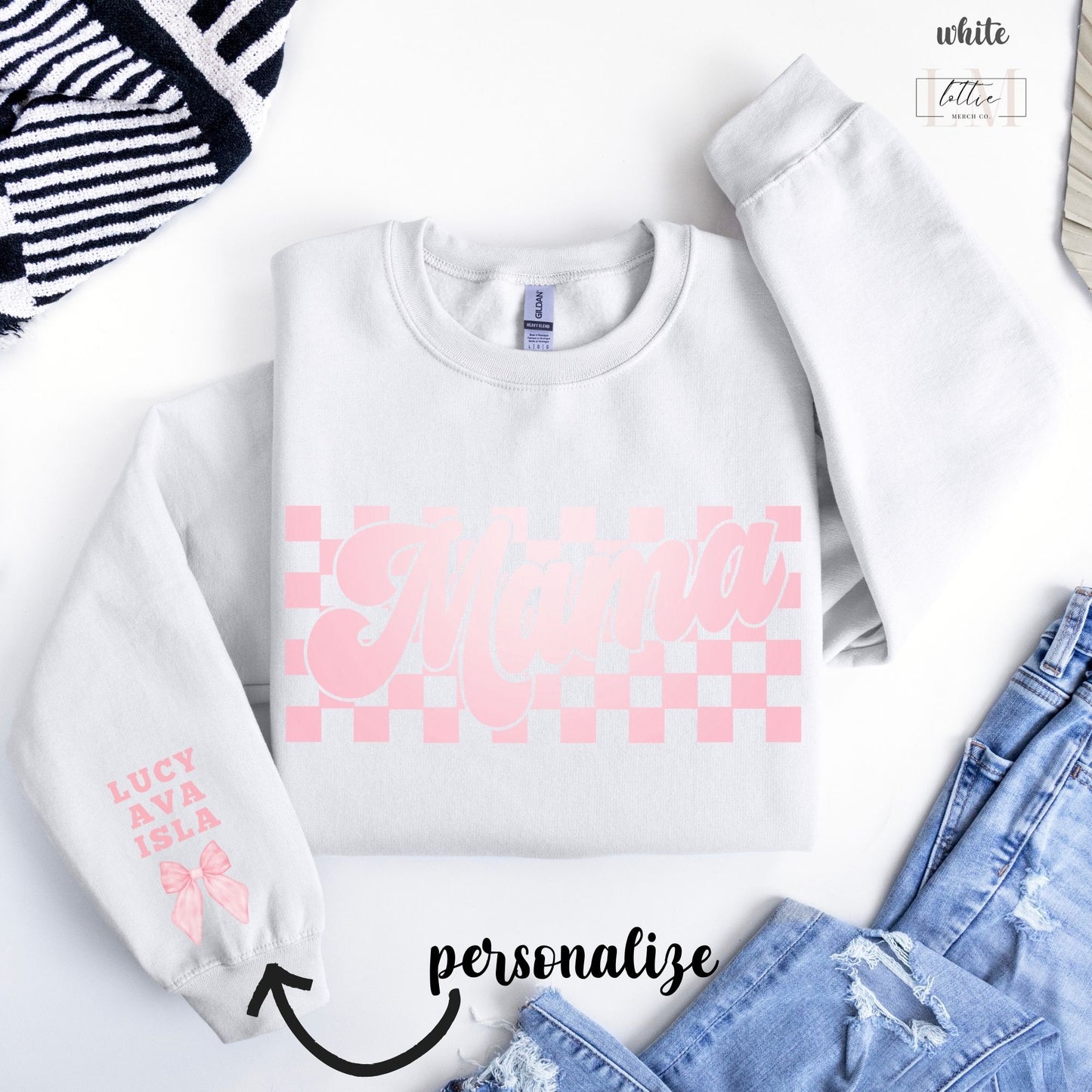Personalized Checkered Mama Sweatshirt