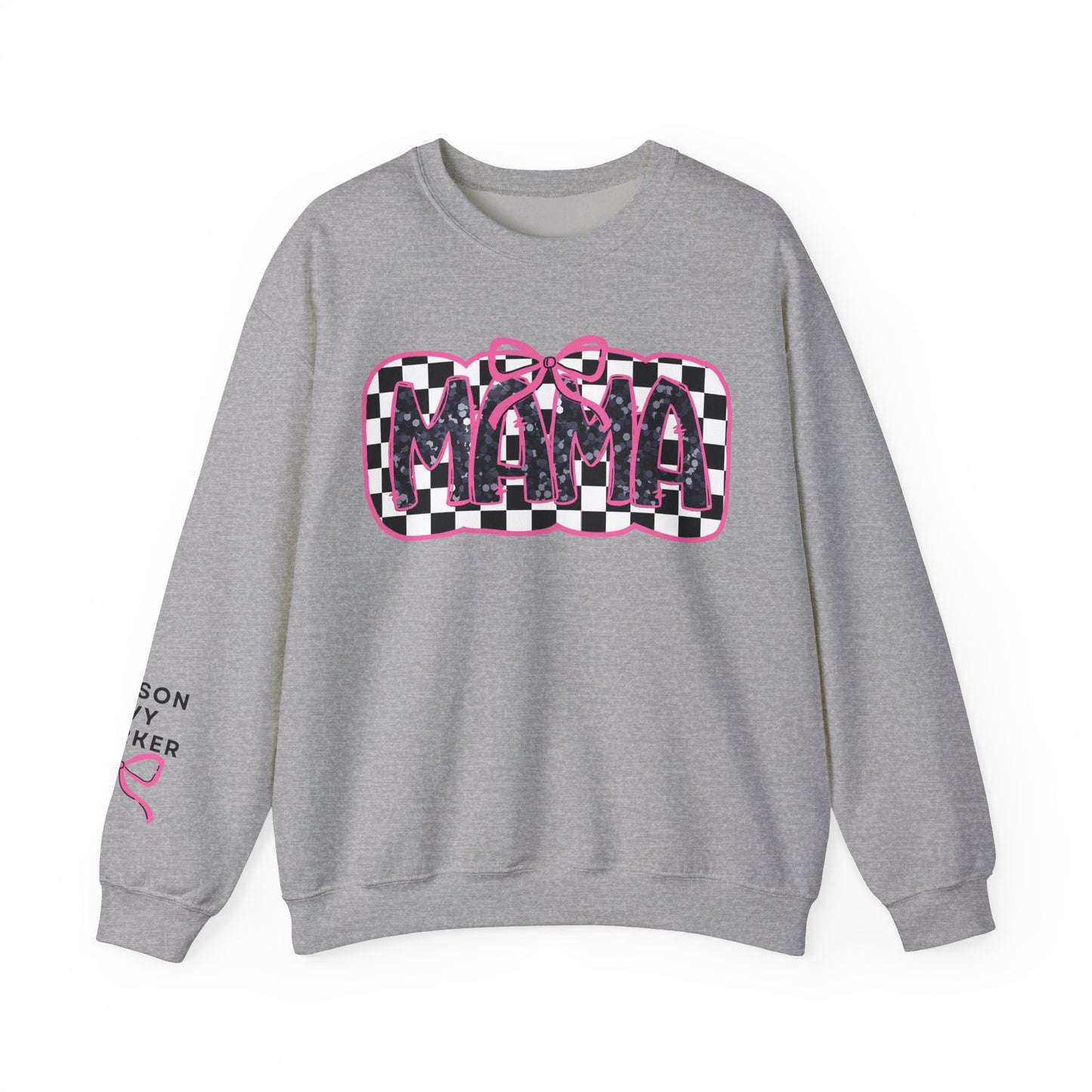 Personalized Bow Checkered Mama Sweatshirt
