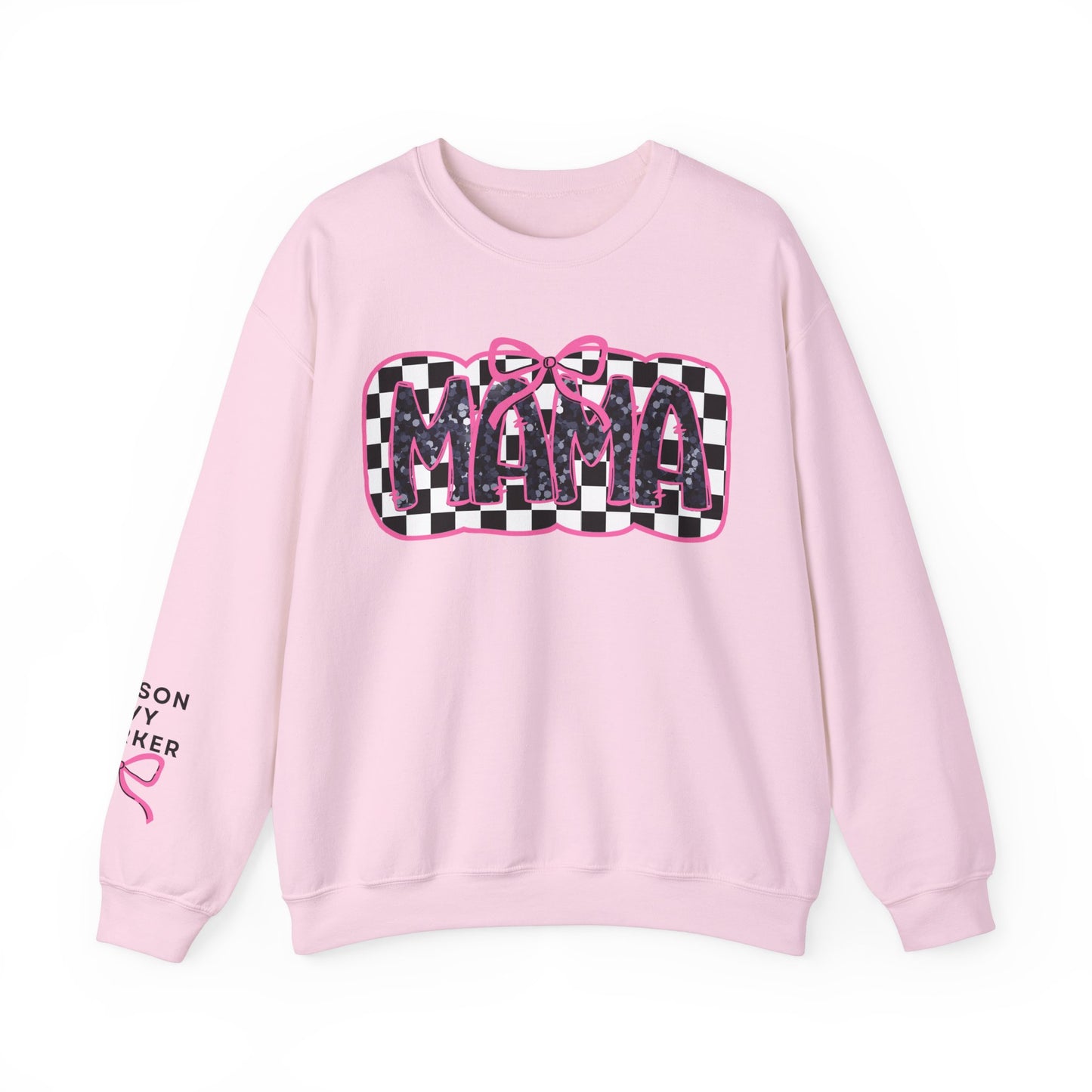 Personalized Bow Checkered Mama Sweatshirt