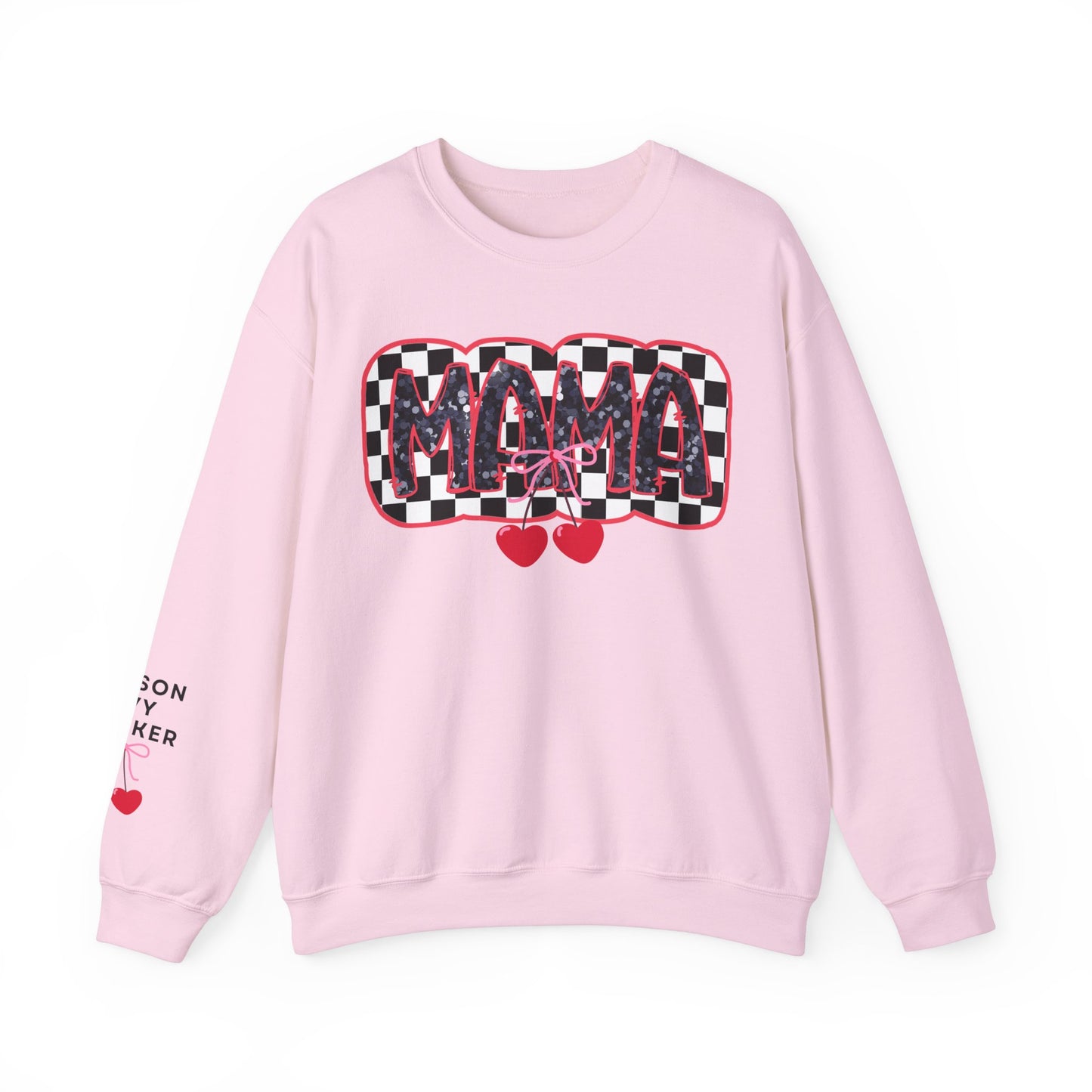 Checkered Cherry Mama Crewneck Sweatshirt (personalized)