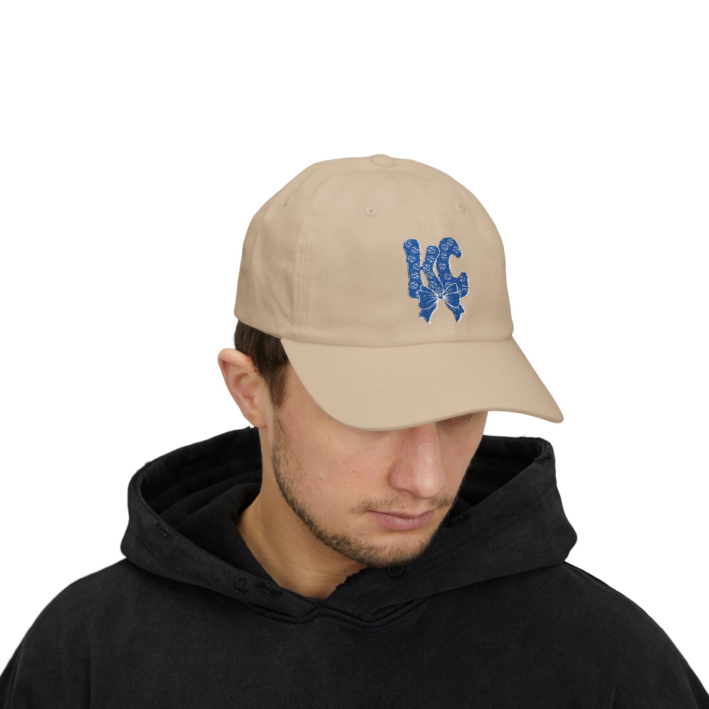 Coquette KC Baseball Doodle Letter Embroidered Dad Cap, Mother's Day Gift, Birthday Gift for Mom