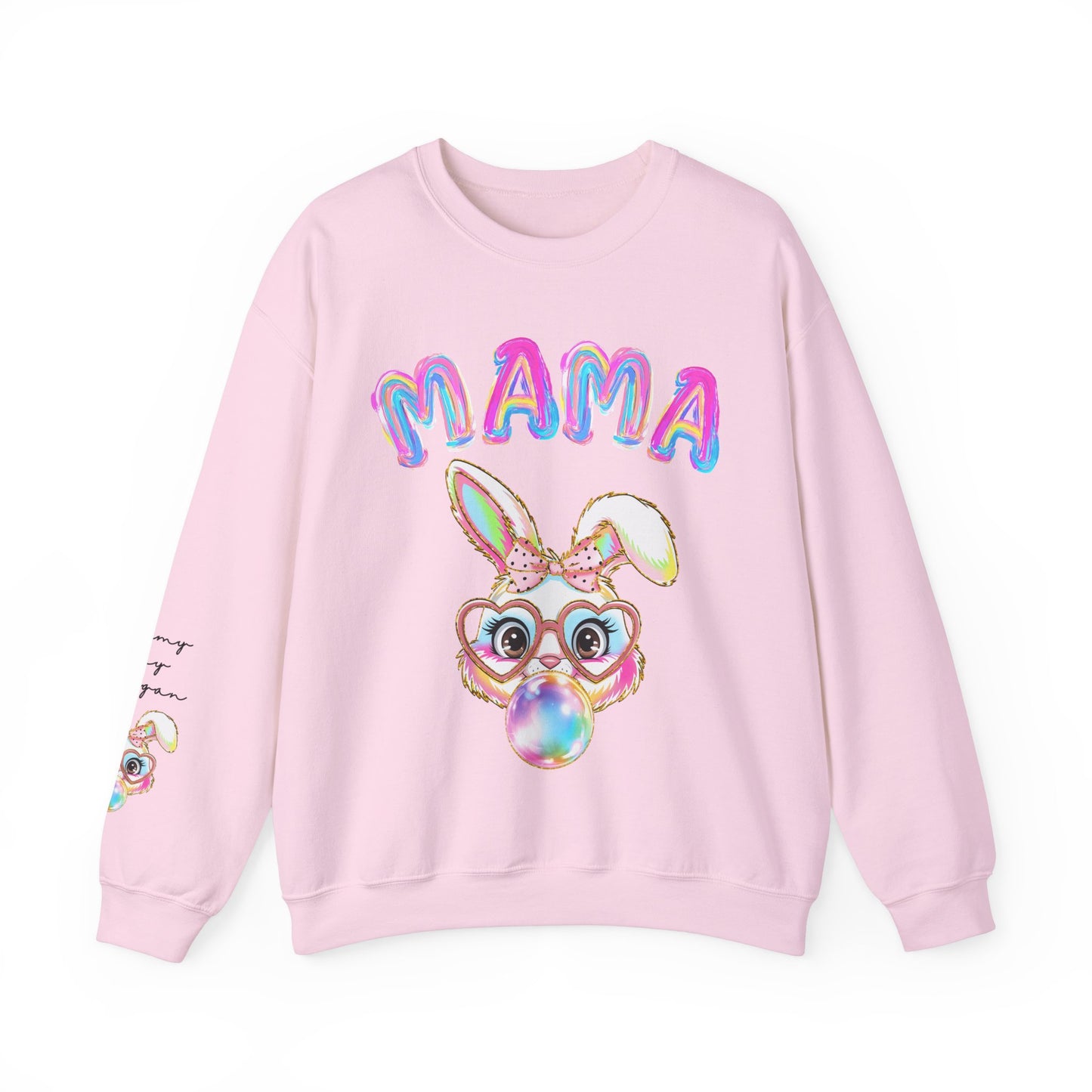 Personalized Mama Bunny Blowing Bubbles Sweatshirt