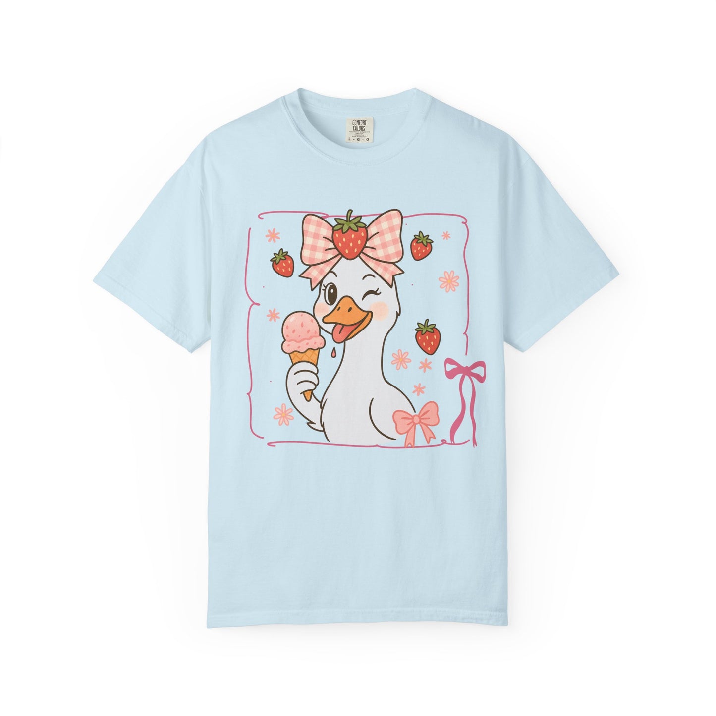 Strawberry Goose Eating Ice Cream Comfort Colors T-Shirt