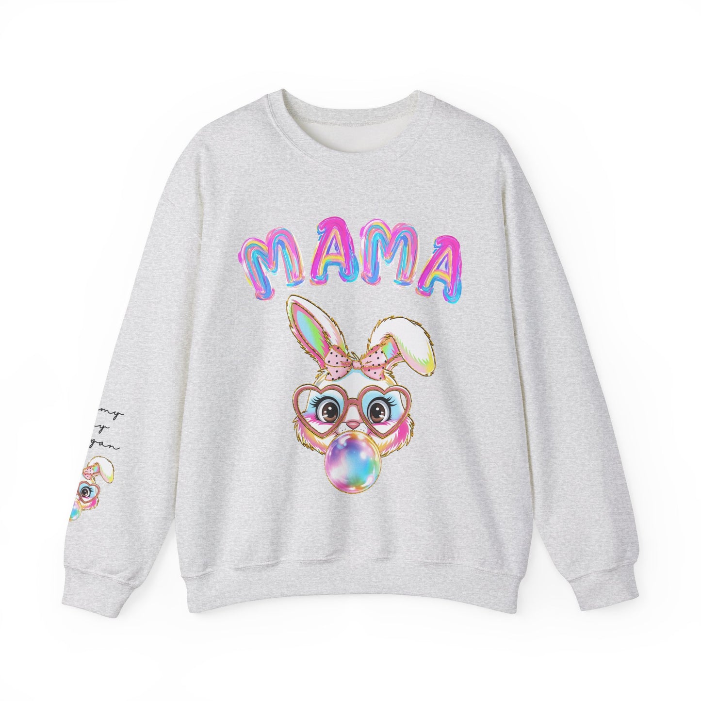 Personalized Mama Bunny Blowing Bubbles Sweatshirt