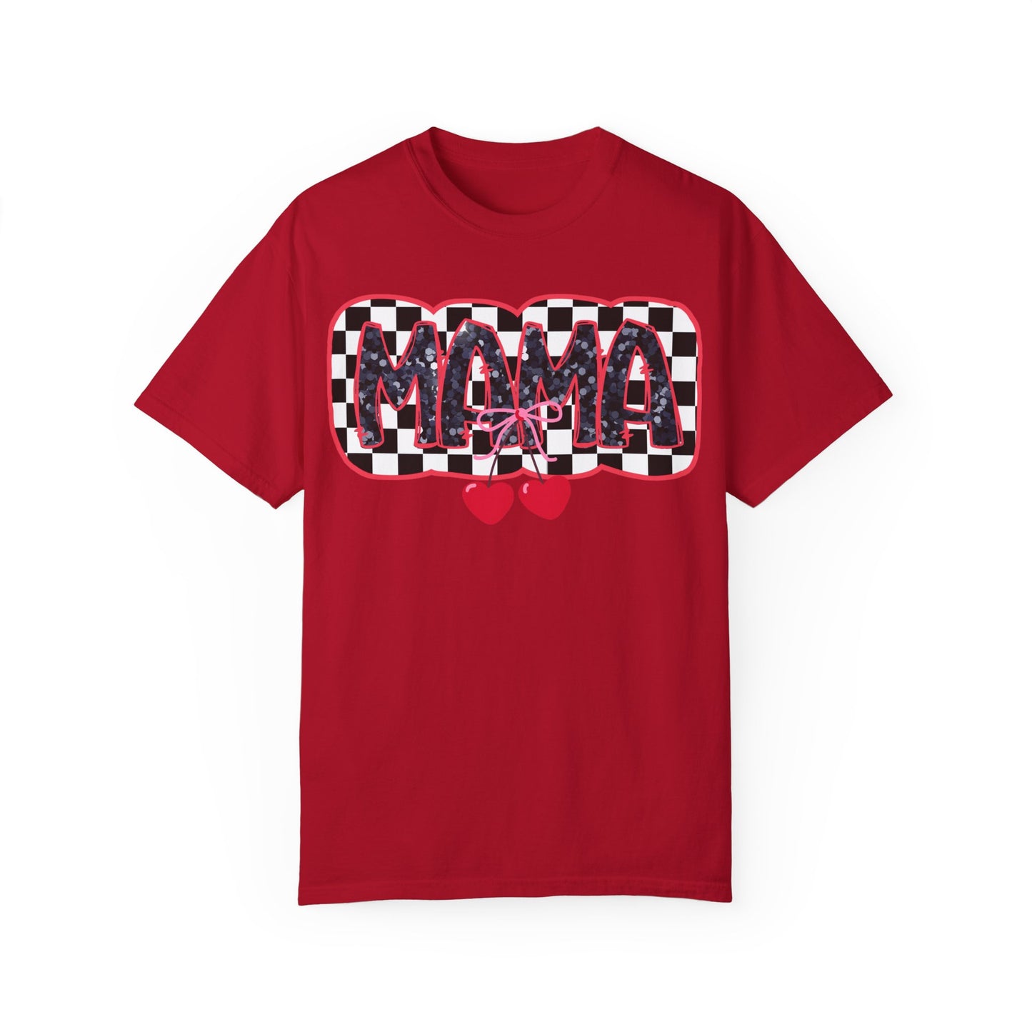Red Cherry Checkered Mama Coquette Comfort Colors T-shirt