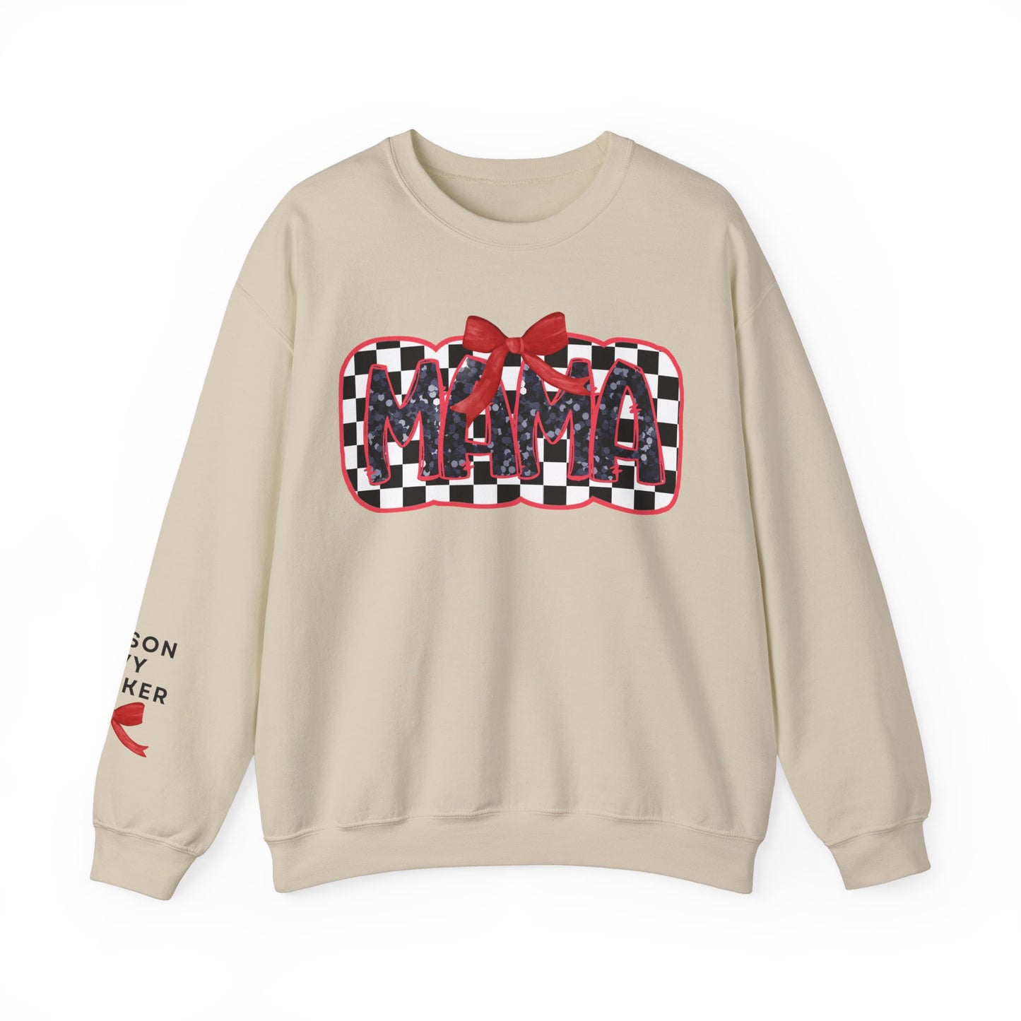 Personalized Checkered Coquette Mama Sweatshirt