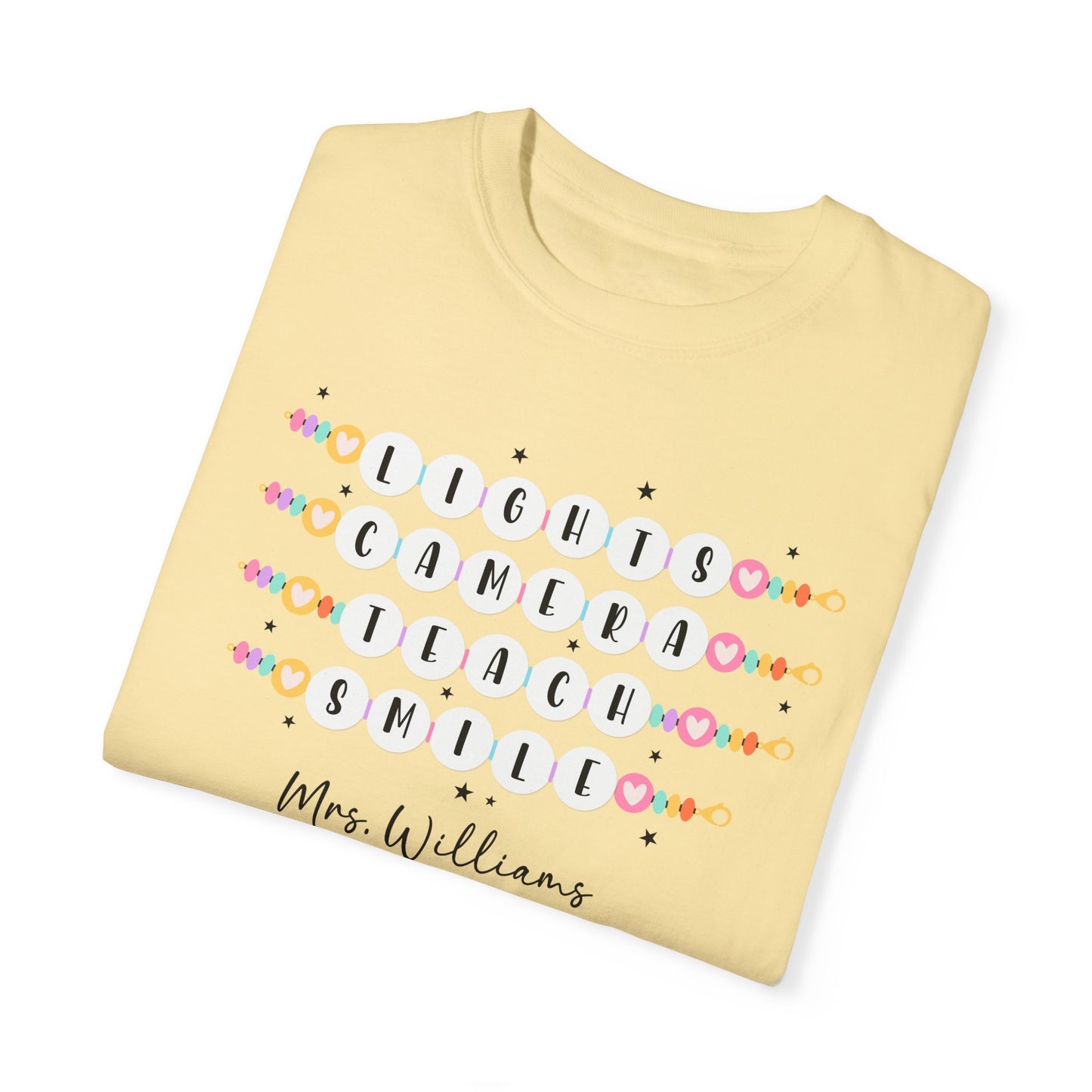 Lights Camera Teach Smile Personalized Teacher Shirt Gift Comfort Colors Shirt