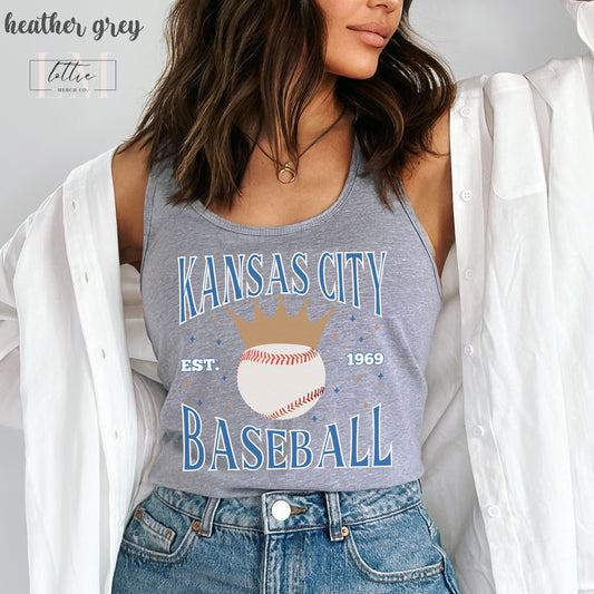 Kansas City Baseball Women's Racerback Tank, Kansas City Baseball Tank Top, KC Baseball T-shirt