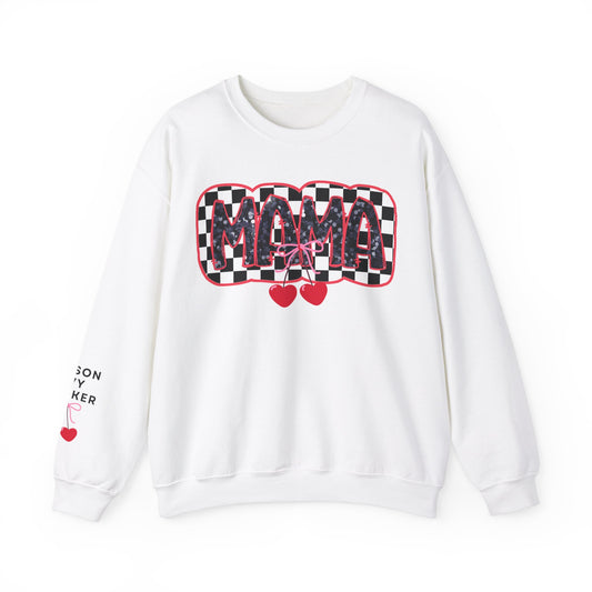 Checkered Cherry Mama Crewneck Sweatshirt (personalized)