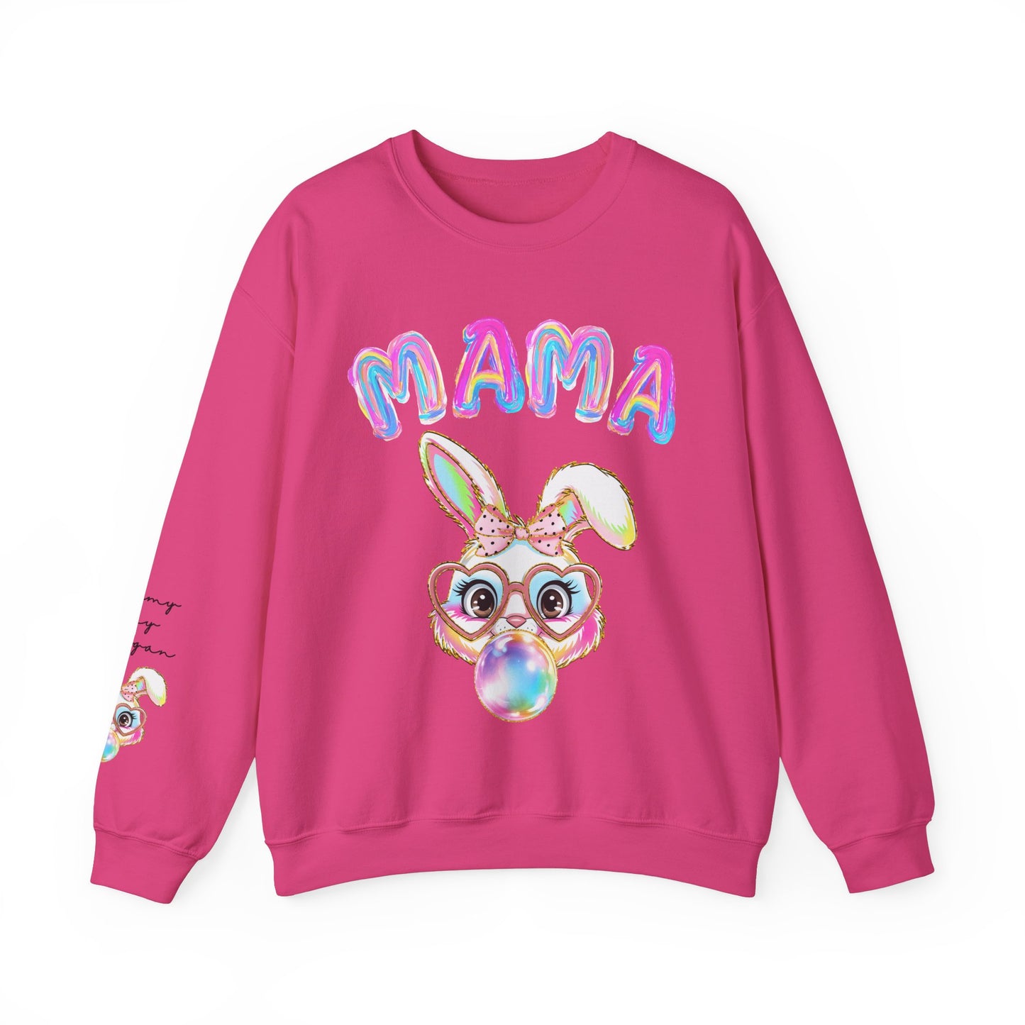 Personalized Mama Bunny Blowing Bubbles Sweatshirt
