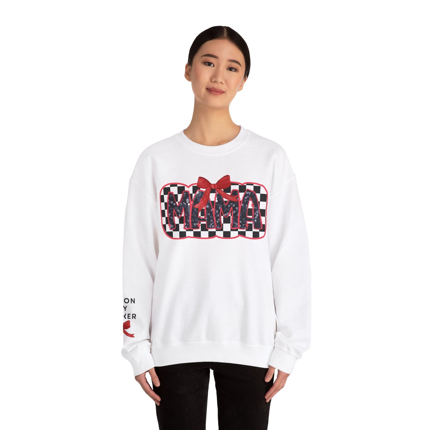 Personalized Checkered Coquette Mama Sweatshirt