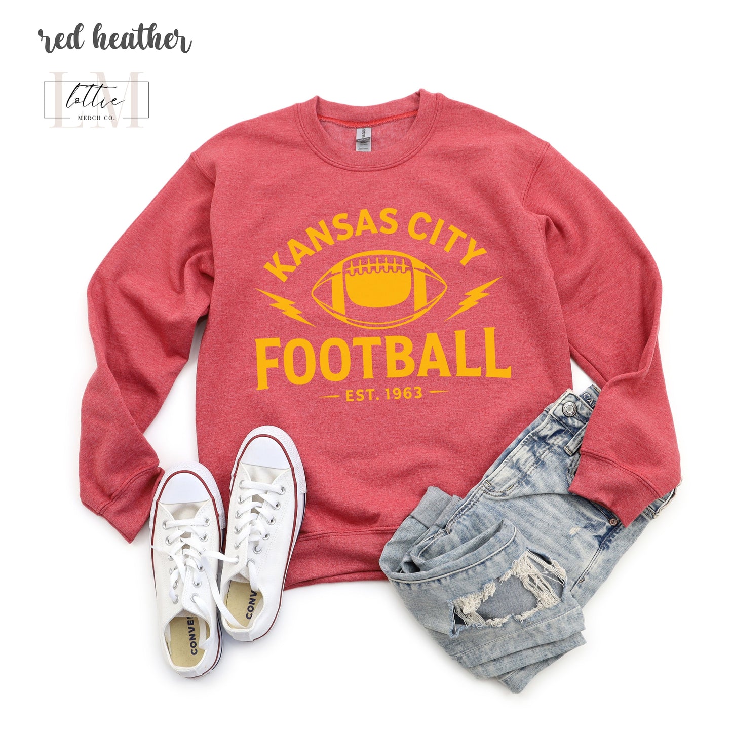 Adult Kansas City Football Lightning Bolt Sweatshirt