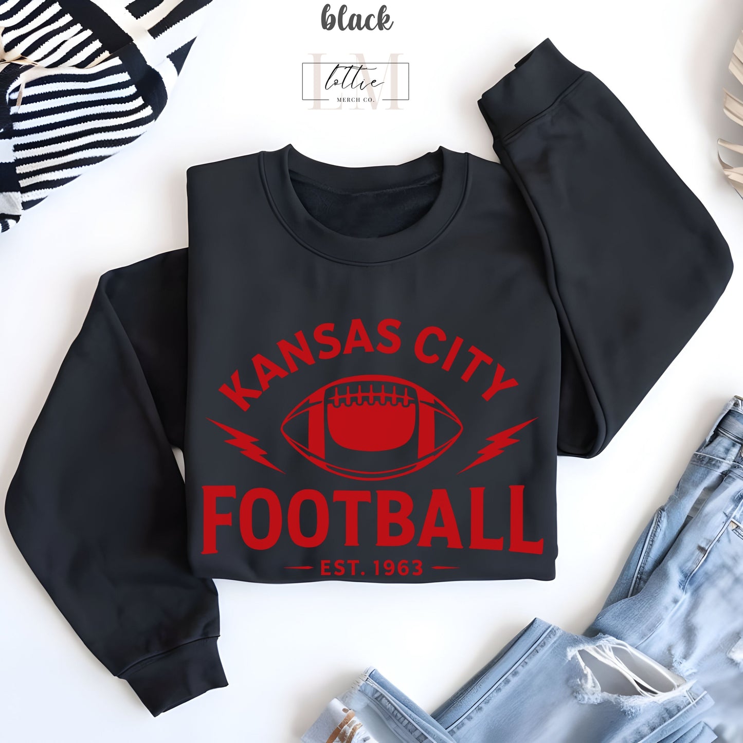 Adult Kansas City Football Lightning Bolt Sweatshirt