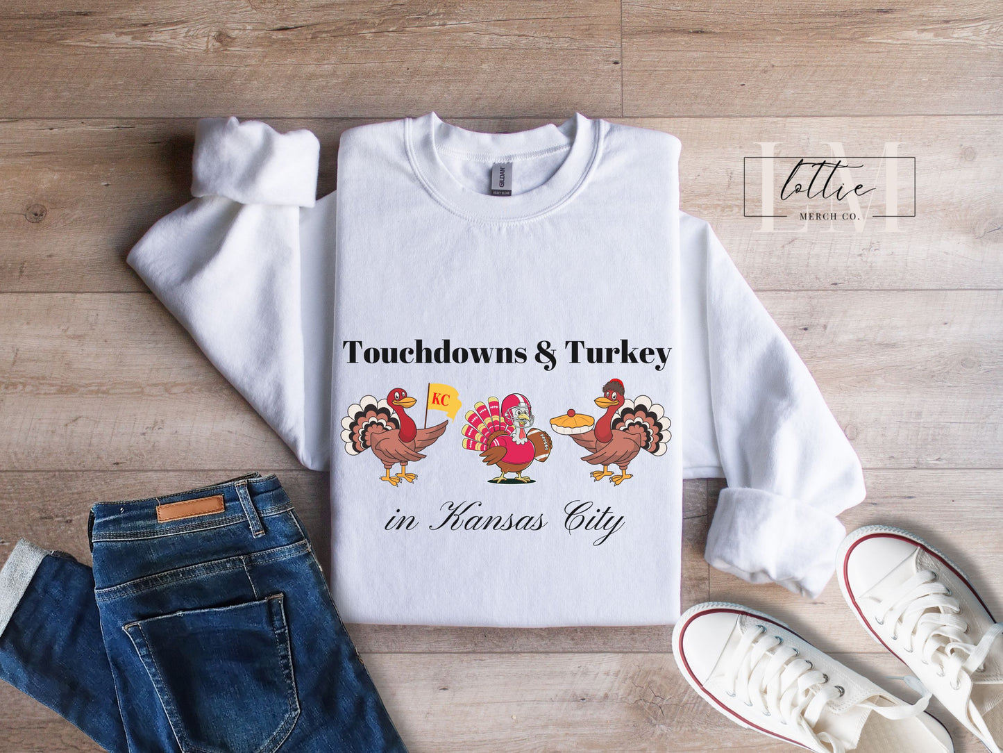 NEW Kansas City Football Touchdowns and Turkey Sweatshirt