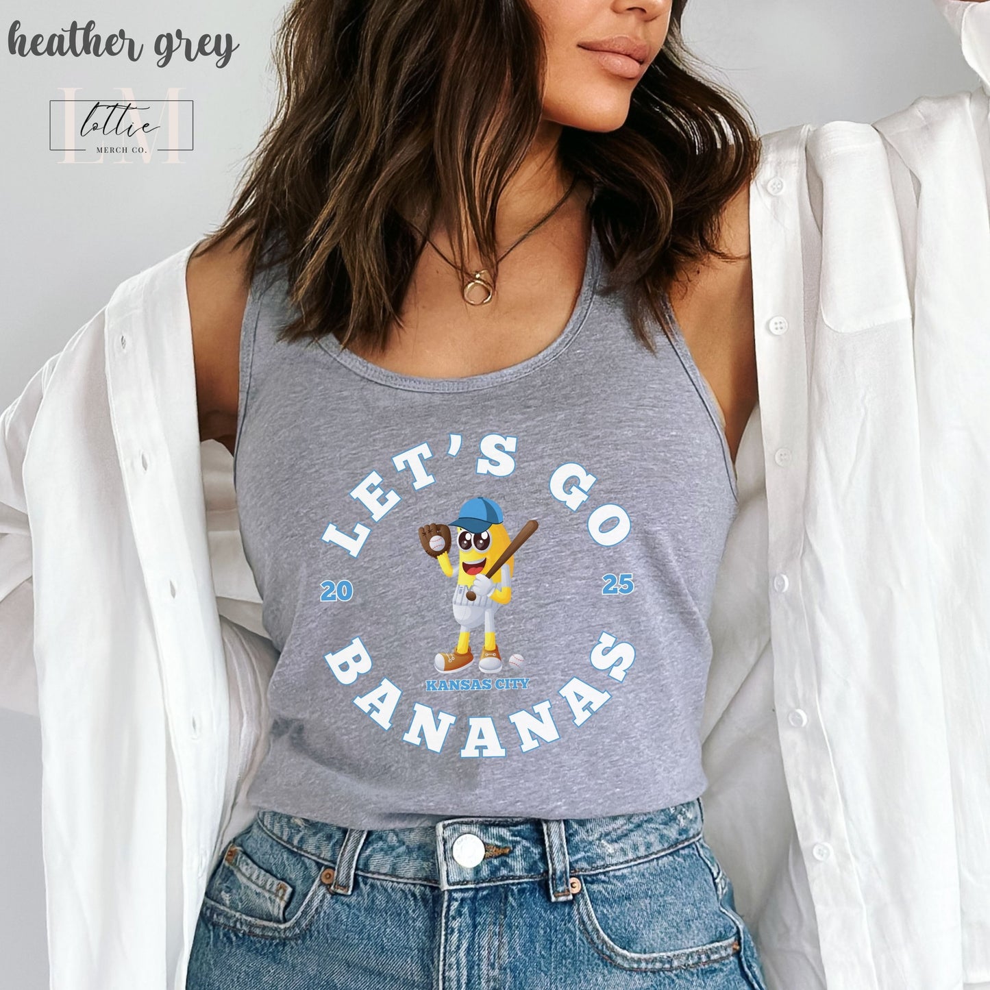 Let's Go Bananas Women's Racerback Tank, Kansas City Baseball Tank Top, KC Baseball T-shirt