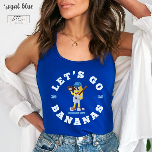 Let's Go Bananas Women's Racerback Tank, Kansas City Baseball Tank Top, KC Baseball T-shirt