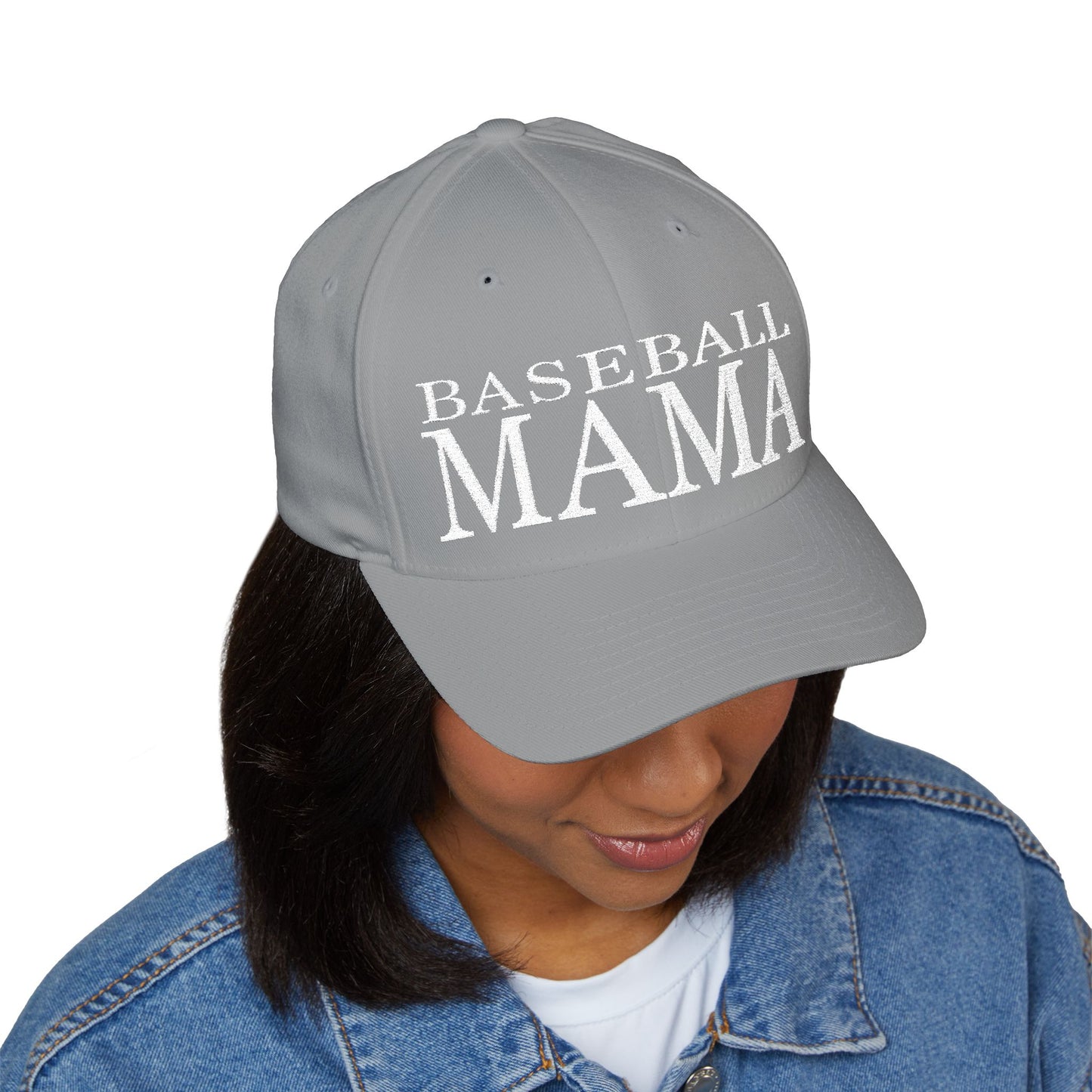 Baseball Mama Cap - Stylish Closed-Back Structured Cap for Moms, Gifts for Sports Moms, Embroidered Hat