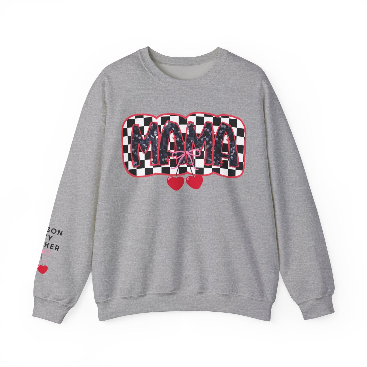 Checkered Cherry Mama Crewneck Sweatshirt (personalized)