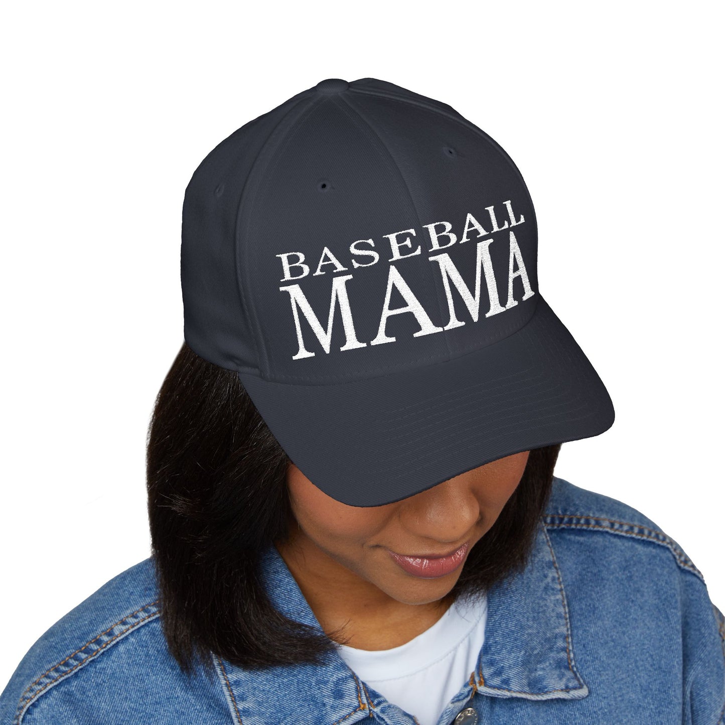 Baseball Mama Cap - Stylish Closed-Back Structured Cap for Moms, Gifts for Sports Moms, Embroidered Hat